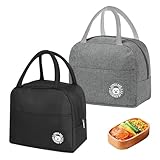 QiChan 2 Stück Kühltasche Klein 7L, Isolierte Lunchtasche mit Folienfutter, Schwarz und...