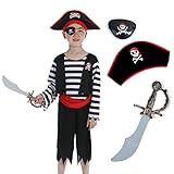 Sincere Party Kinderkostüm Piraten-Kostüm mit Hut, Schwert, Augenklappe für...