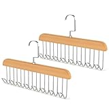 Gürtelhalter Kleiderschrank, 2 Stück Holz Gürtelaufhänger mit 8 Haken, 360°Drehbar...
