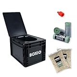 BOXIO - Toilet Plus: Campingtoilette Starter Kit mit Hemp, Plug & Bags, Mobile...