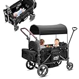Bollerwagen falterbar mit Verstellbarem Sonnendach–2-Sitzer Bollerwagen,Kinderwagen...