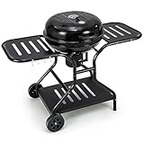 GOPLUS Kugelgrill Ø 57cm, Holzkohlegrill mit Deckel, Grillwagen auf Rädern mit...