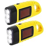 Handkurbel Wiederaufladbare Taschenlampe LED Taschenlampe, 2 Stück Solar LED...