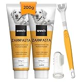animigo 2X Hundezahnpasta (je 100g), 1x dreiköpfige Hundezahnbürste & 1x...
