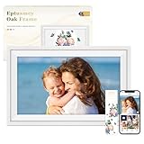 Eptusmey Digitaler Bilderrahmen WLAN 15,6 Zoll Groß Eichenholz Bilderrahmen 32GB 1920 ×...