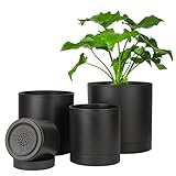 T4U 10/12,5/15/17,5cm Kunststoff Blumentopf mit Mehrere Ablauflöchern, 4er-Set...