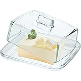 KADAX Butterdose aus Glas, rechteckige Butterglocke, klare Butterschale mit Deckel und...
