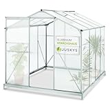 Juskys Aluminium Gewächshaus mit Fundament 4,75 qm - 190 × 253 cm - 1 Dachfenster &...