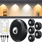 WILLED USB Aufladbar LED Spots Akku mit Fernbedienung, Rund LED Schrankbeleuchtung, 3...
