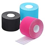 Kinesiologie Tape Sport (3 Rollen 5m), Elastisches Sporttape aus Baumwolle,...