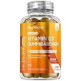 Vitamin D3 Gummies 4000 IE - 120 Stück mit Zitronengeschmack - 1 Vitamin Gummibärchen...