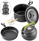 Qtiwe 10 Stück Kochgeschirr Kit Picknick Töpfe Kochgeschirr Camping Set für Camping...