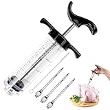 Avesteir 3 Nadeln 1 Reinigungsbürste 30ml Fleischspritze für Fleisch, Marinadenspritze...