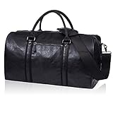 seyfocnia PU-Leder Reisetasche, Schwarz, Extra Large, Duffelbag, Wasserfest,...