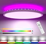 led deckenleuchte Farbwechsel, 24W RGB Deckenlampe Dimmbar mit Fernbedienung, 3000K-6000K,...