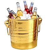 Hintyne Goldener Eiskübel für Partys 5 l Weinkübel Getränkebehälter aus Edelstahl mit...