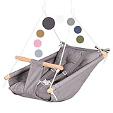 Leinwand Baby Hängematte Schaukel von Cateam - Hängende Schaukel aus Holz für Baby mit...