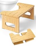 Toilettenhocker Holz, Klappbarer WC Hocker für Erwachsene, Toilettenhocker...