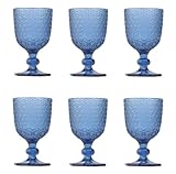 Evviva Set mit 6 Likörgläsern aus dekoriertem Glas, 80 ml, Mozart (blau)