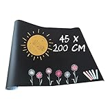 Selbstklebende Tafelfolie 200 x 45 cm | Kreidetafel | 5 Stück Bunte Kreide Gratis