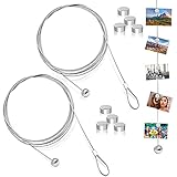 ANTHYTA 2 Stück Fotodrahtseil Fotokette 2M*1.5mm Bildaufhängung Seil mit 24...