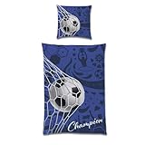 Familando Fußball Bettwäsche Set 135x200 80x80 aus 100% Baumwolle · Blaues Motiv...
