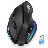 UPDATE-Version 2.4G Vertikale Ergonomische Maus, Silent RGB Vertical Maus, 4800 DPI, 6...