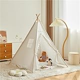 Herfair Tipi Zelt für Kinder Spielzelt mit Filzkugel Indoor Spielhaus Mehrere...