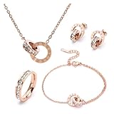 RPAEOY Schmuckset für Damen und Mädchen Zirkonia Edelstahl Römische Ziffern Kreis...