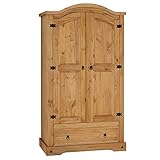 Kleiderschrank Salsa Garderobenschrank Mexiko Möbel Kiefer massiv, gebeizt/gewachst, 2...