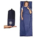 AktivPlus® Multifunktionaler 2in1 Hüttenschlafsack dünn & leicht inkl. Reisetasche &...