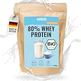 Hans Brainfood 80% Bio Whey Protein-Pulver 1 kg ohne Zusatzstoffe & Soja – Eiweißpulver...