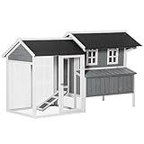 PawHut Hühnerstall Hühnerhaus mit Nistkasten Rampe Winterfest Hühnervoliere 2 Ebenen...