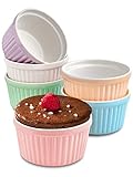 Praknu 6 Souffle Förmchen aus Keramik - Backofenfest - 200 ml - 9 cm - Stapelbar - Mit...
