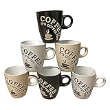 Kaffeebecher 6 Stück Kaffeetassen mit Aufschrift It's Coffee Time Tassen 150ml...