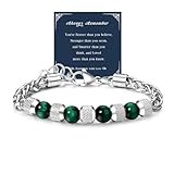 GEMAURA Armband Herren Edelstahl Armbänder für Herren Silber Perlenarmband...