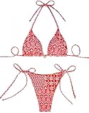 Ocean Plus Damen Boho Triangel Bikini-Set mit Bügel Bademode Bandeau Slips mit Kordelzug...