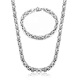 CASSIECA 2Pcs Ketten für Herren Königskette Silber Edelstahl Breite Halskette und...