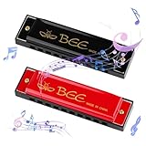 2 Stück Mundharmonika, 10 Löcher 20 Töne Blues Mundharmonika Tonart C...