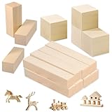 15 Stück Lindenholz zum Schnitzen Set: Schnitzblöcke Unbehandelte Holzblöcke zum...