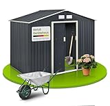 Juskys Metall Gerätehaus XL 9m³ mit Satteldach, Schiebetür & Fundament - 277 x 191 x...