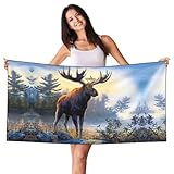 JEJEA Leichtes Strandtuch mit Tiermotiv und Nordelch-Druck, für Erwachsene, Damen,...