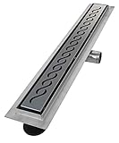 VILSTEIN Duschrinne 60cm Edelstahl, Bodenablauf Komplettset extra flach, Siphon mit...