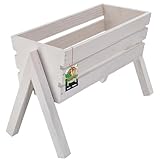 KOTARBAU® Blumenkasten auf Beinen 40,5 x 18 x 28,5 cm Weiß Kräuter Hochbeet Balkon Holz...