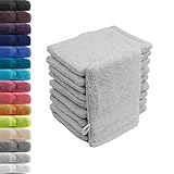 10er Set Waschhandschuhe Waschlappen Silber 16x21 cm | 100% Baumwolle Frottier |...
