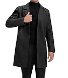 GLESTORE Mantel Herren Wintermantel Lang Trenchcoat Herrenmantel Winter Coat Men Schwarz L