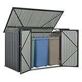 Juskys 3er Mülltonnenbox Namur 3 x 120 Liter Tonnen - 2m² - 2 Türen - Metall...