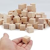 130 Stück Holzwürfel 20mm Würfel Holz Blanko Holzklötzchen Natur Holzklötze Holzblock...