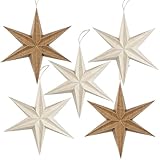 EASY JOY 5er Set Weihnachten Papiersterne Holzfarbe Faltstern Deko Weihnachten...