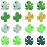 16 Stück Stricknadel Stopper, Niedlicher Kaktus- und Monstera-Blatt-Stil Stricknadel...